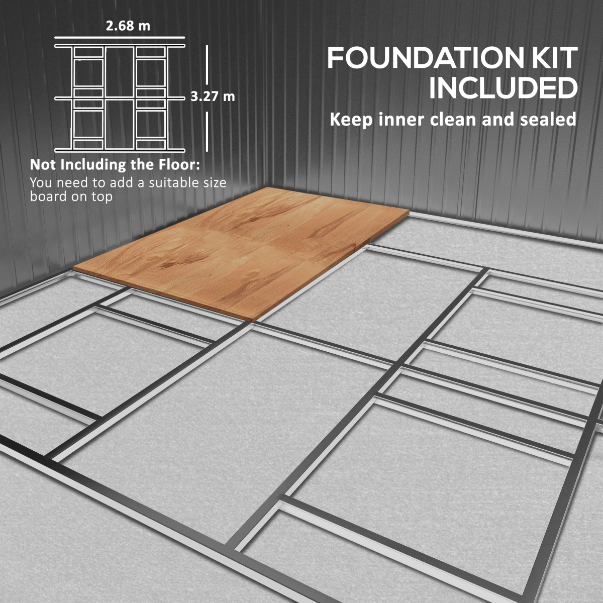 13 x 11FT Foundation Ventilation Steel Outdoor Garden Shed Grey