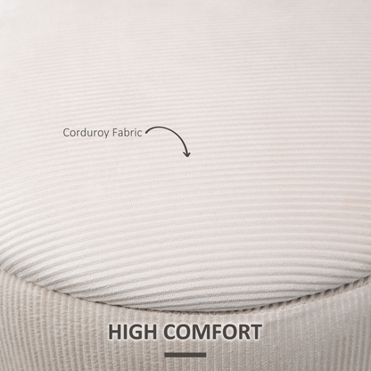Modern Fabric Storage Ottoman with Removable Lid, Set of 2, Cream White