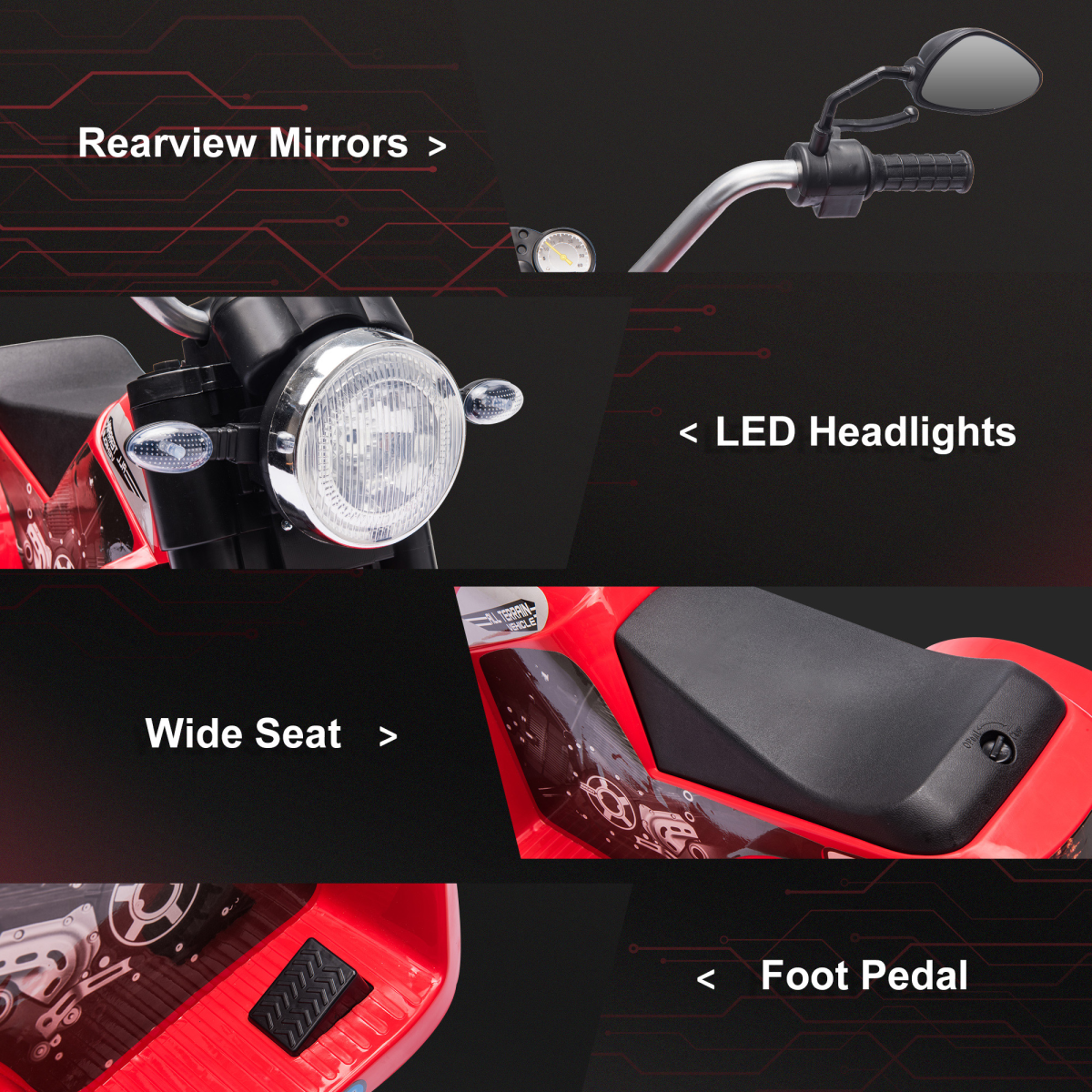 Kids 6V Electric Motorcycle Ride-On Toy Battery Red