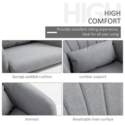 Stylish Retro Linen Swivel Tub Chair Steel Frame Cushion Seat Light Grey