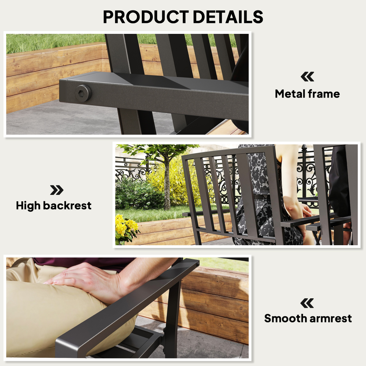 4 PCs Stackable Outdoor Garden Chairs with Metal Slatted Design, Black