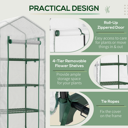 Mini Greenhouse, Portable with Steel Frame, PE Cover, 160x69x50cm