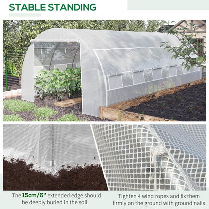 6 x 3 x 2 m Polytunnel Greenhouse Pollytunnel Tent w/ Steel Frame White