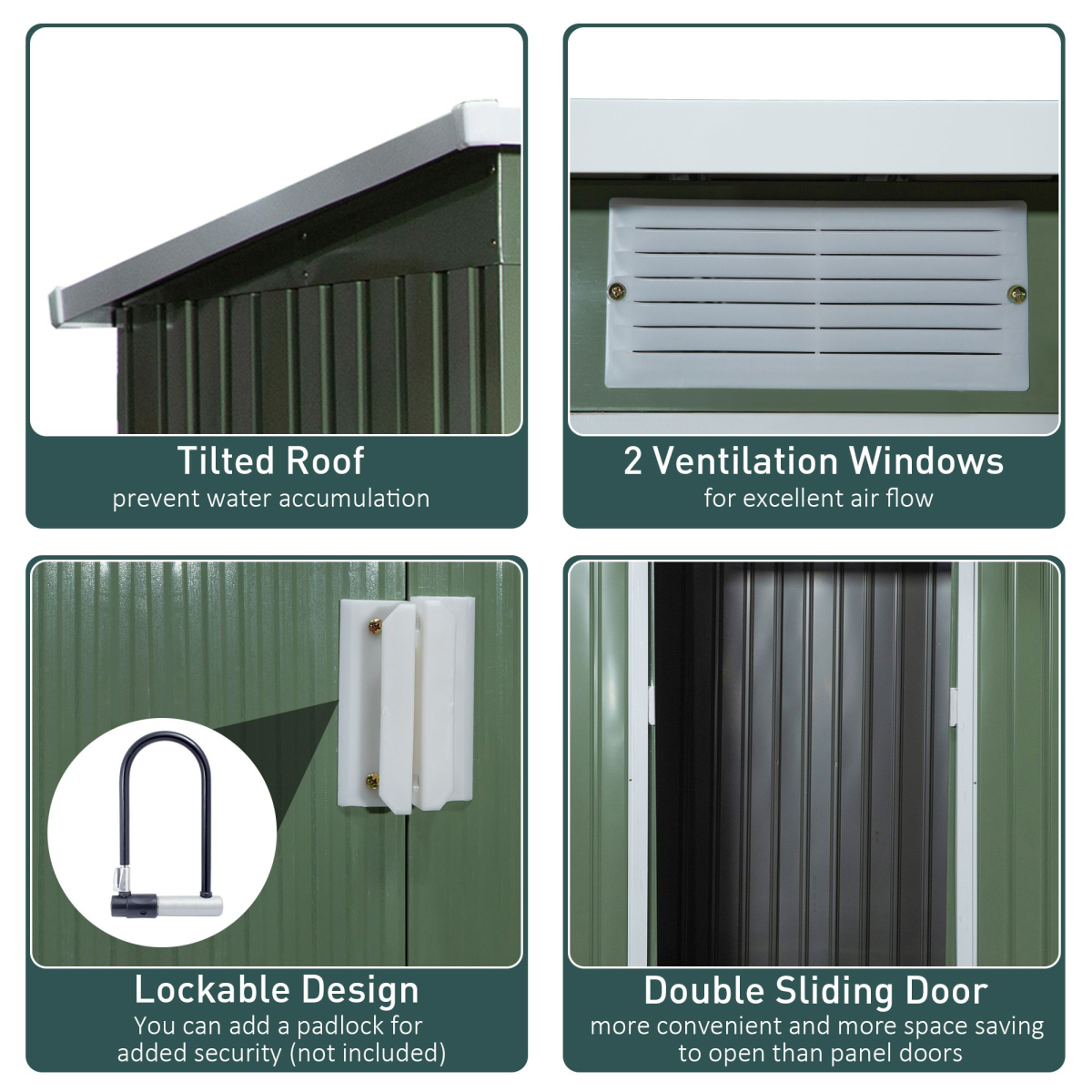 Garden Storage Shed Sloped Roof Outdoor Equipment Tool Storage