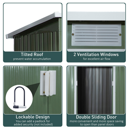Garden Storage Shed Sloped Roof Outdoor Equipment Tool Storage