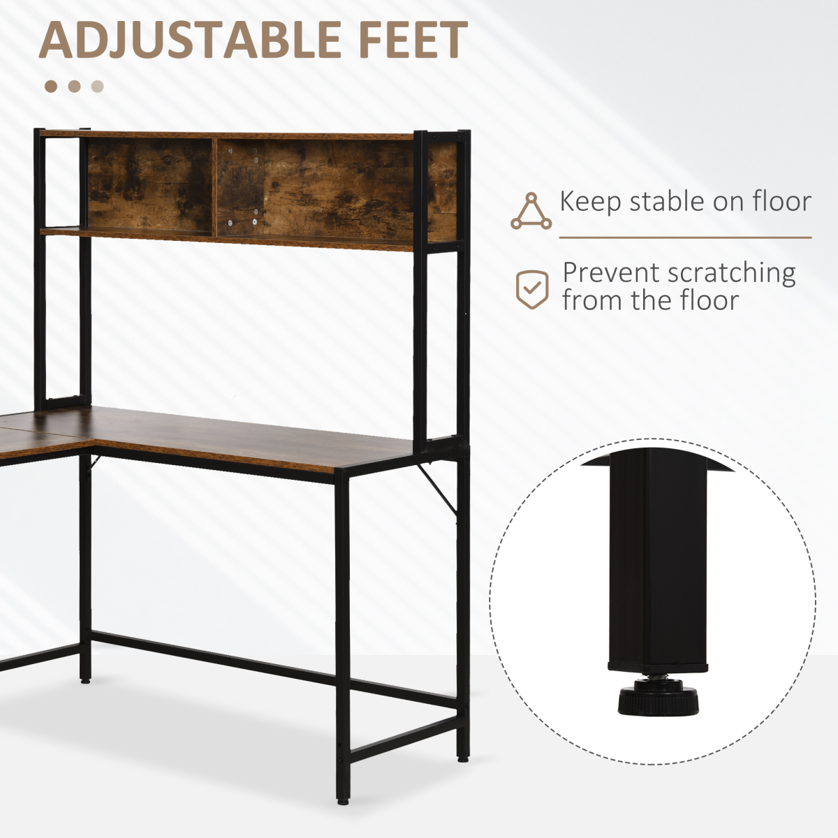 Industrial L-Shaped Desk w Shelf