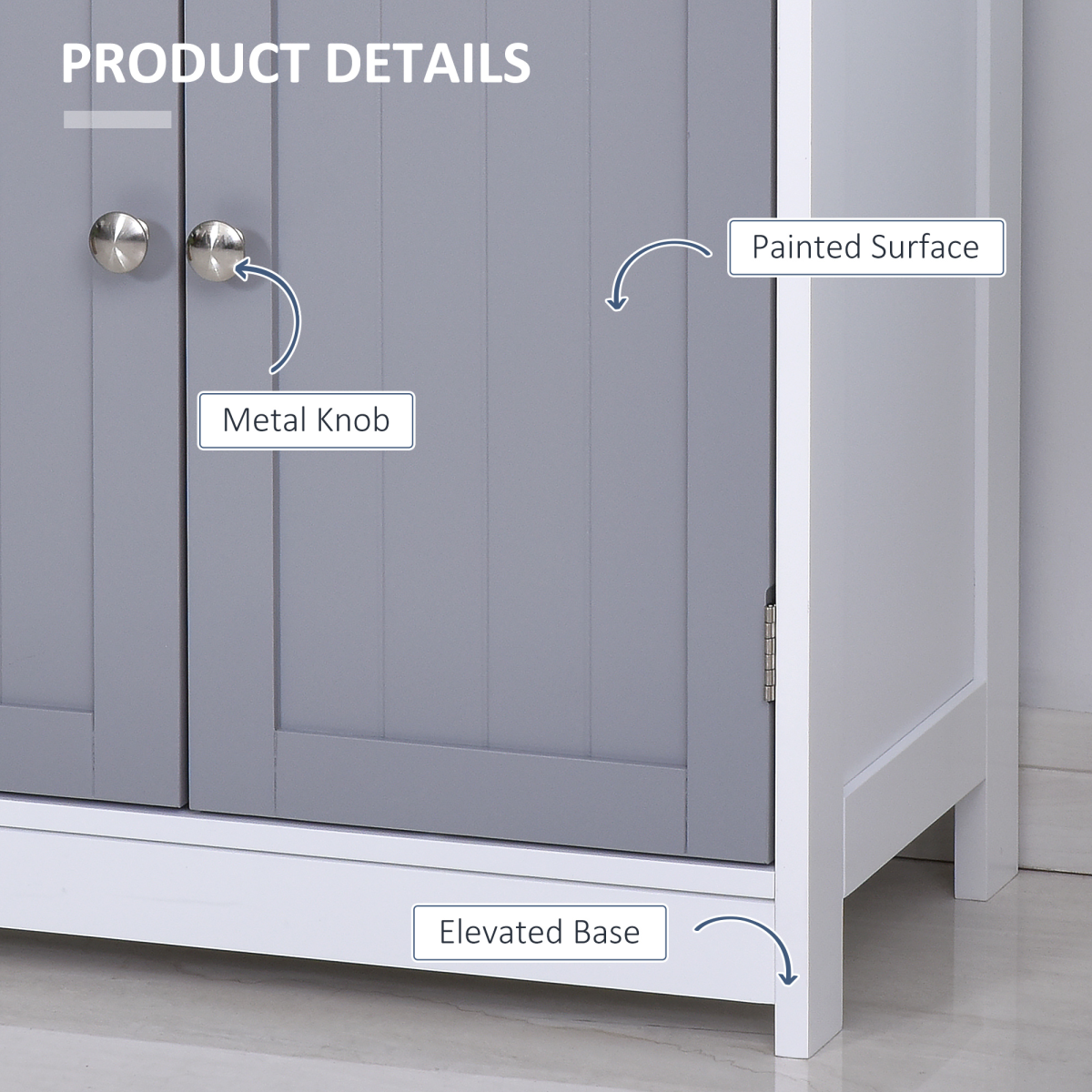 MDF 2-Drawer Bathroom Cabinet Bathroom Freestanding Cabinet Grey