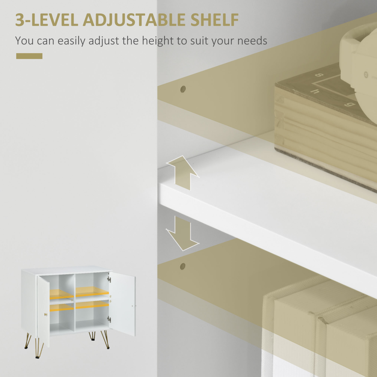 Freestanding Storage Cabinet with Adjustable Shelves for Living Room
