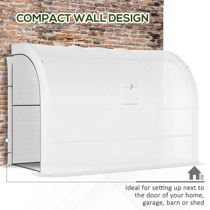 Lean To Walk In Greenhouse White 10 x 5ft