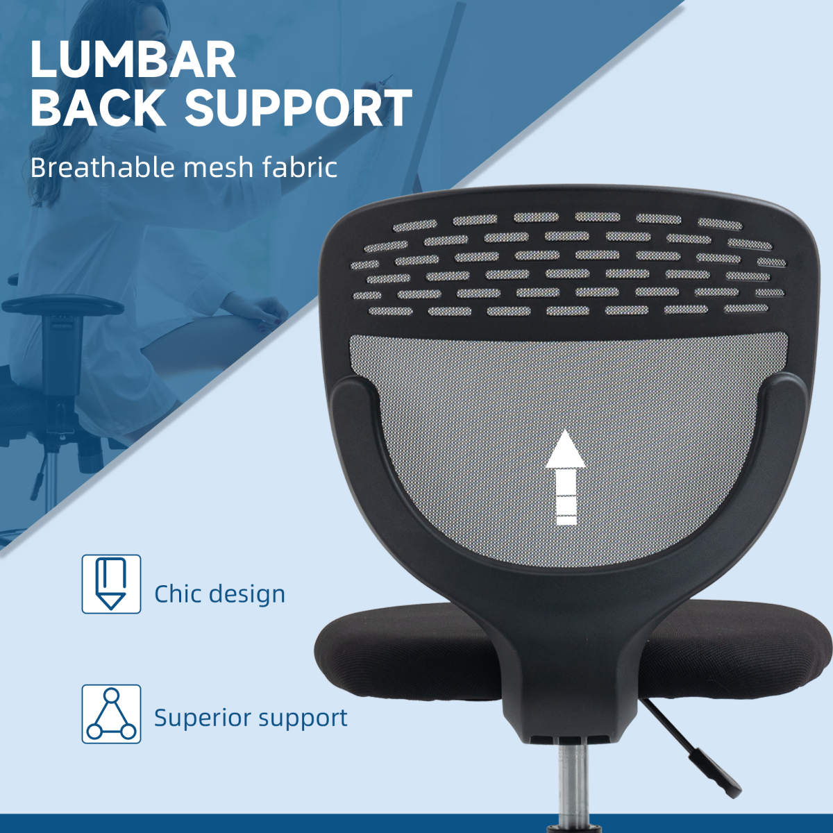 Draughtsman Chair, Tall Office Chair with Lumbar Support, Grey
