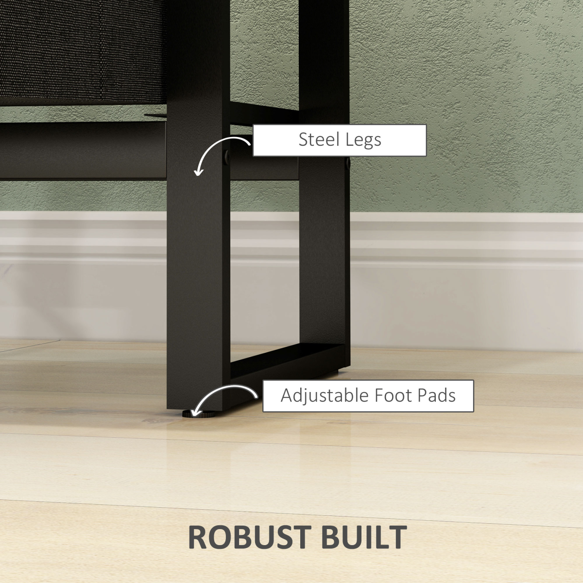 Bedside Table with 2 Rattan Drawers and Steel Legs, Rustic Brown