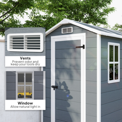 6 x 4ft Plastic Garden Storage Shed Grey