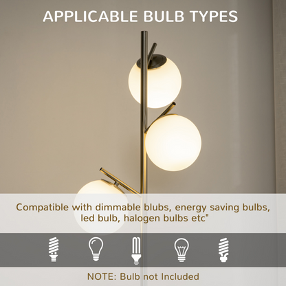 Modern Floor Lamp for Living Room Bedroom, 3 Light Tree Standing Lamp, Silver