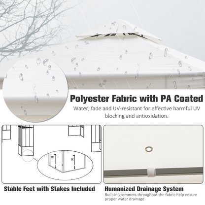 Vented Roof Metal Frame Garden Gazebo