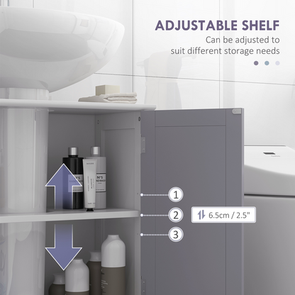 Under-Sink Storage Cabinet w/ Adjustable Shelf Grey White 60x60cm