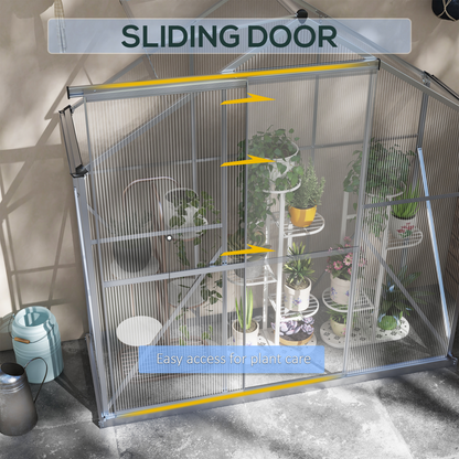 Polycarbonate Greenhouse Aluminium Green House, Silver 6 x 2.5ft