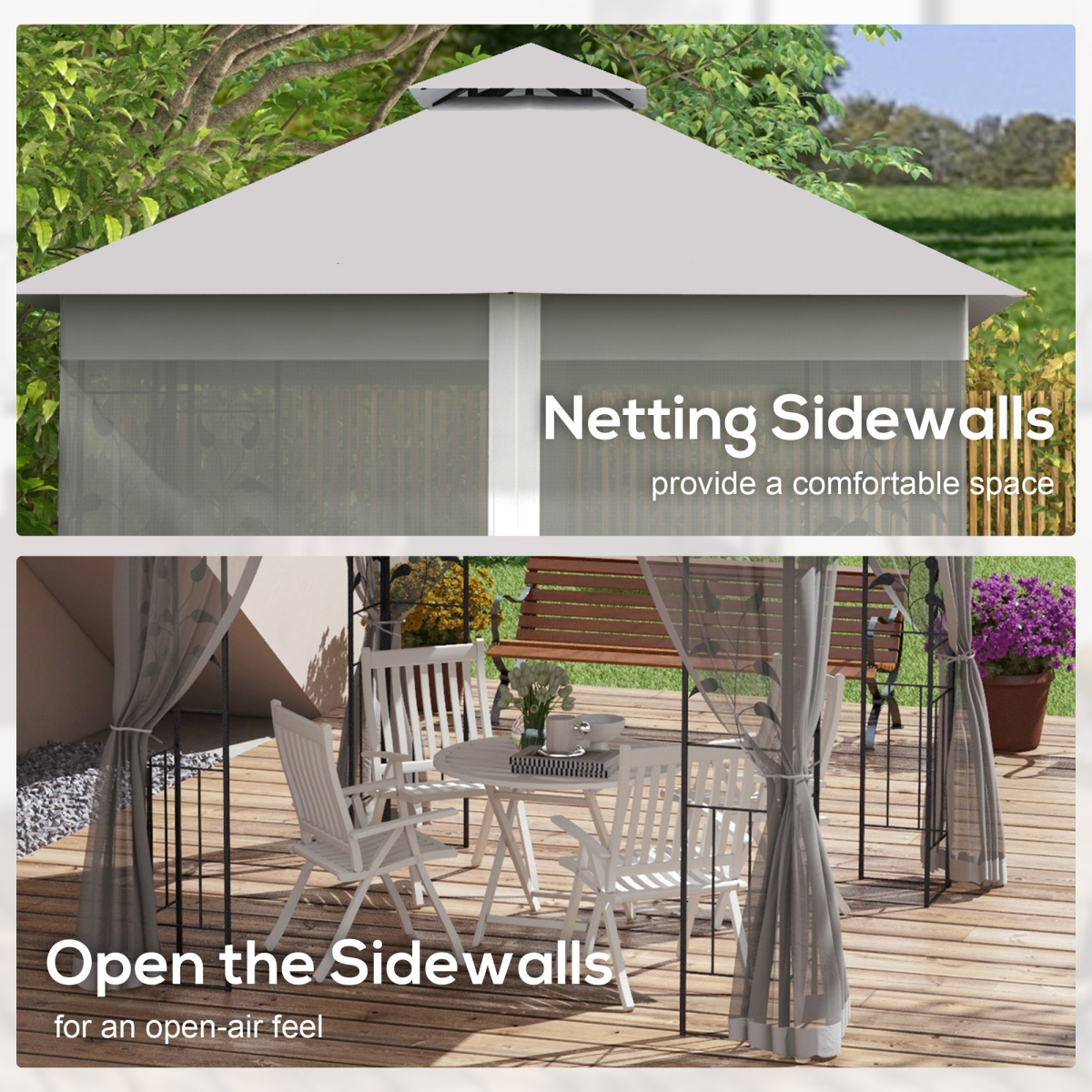3 x 3(m)  Garden Gazebo Marquee Tent Canopy Shelter Pavilion Grey