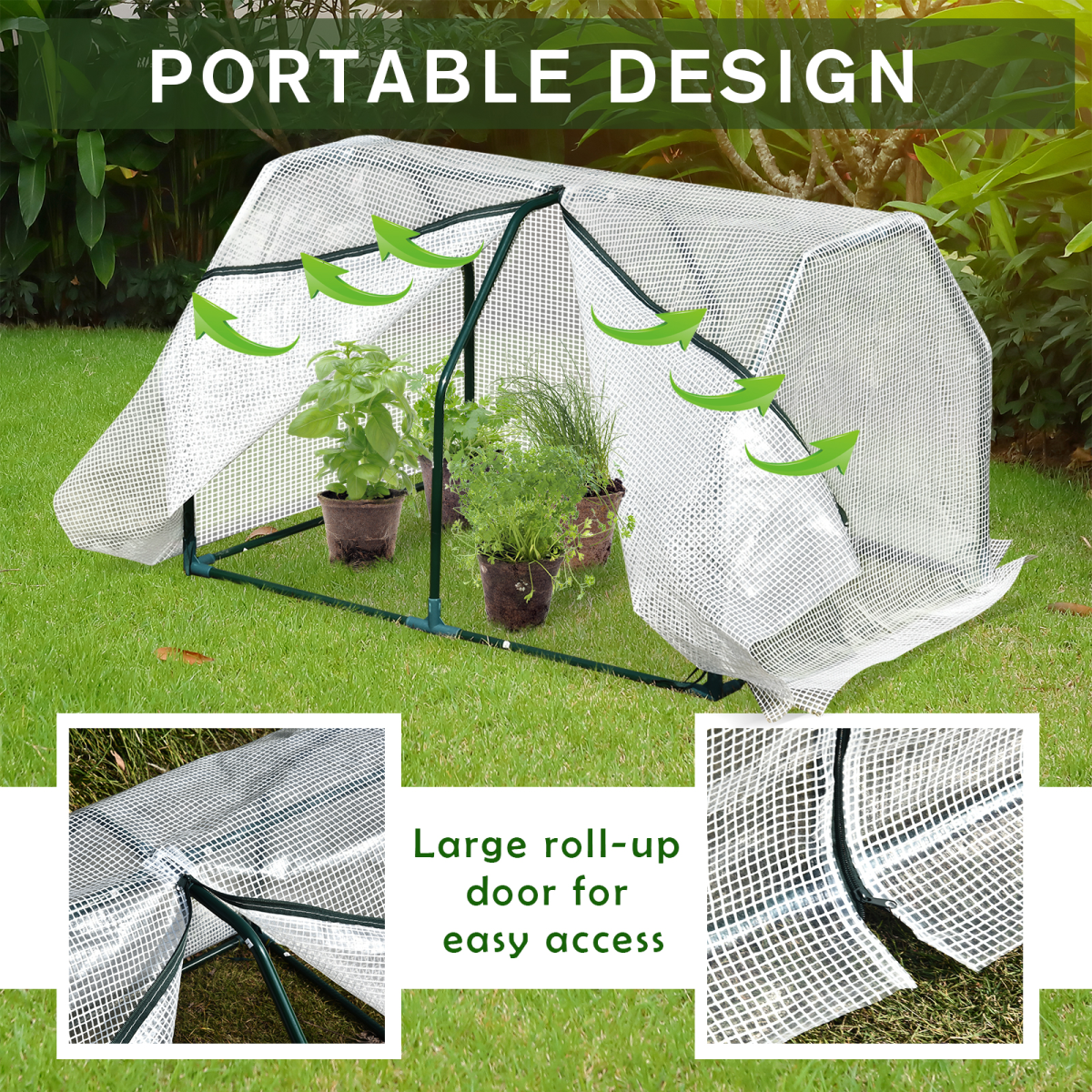 Mini PVC Cover Steel Frame Greenhouse White