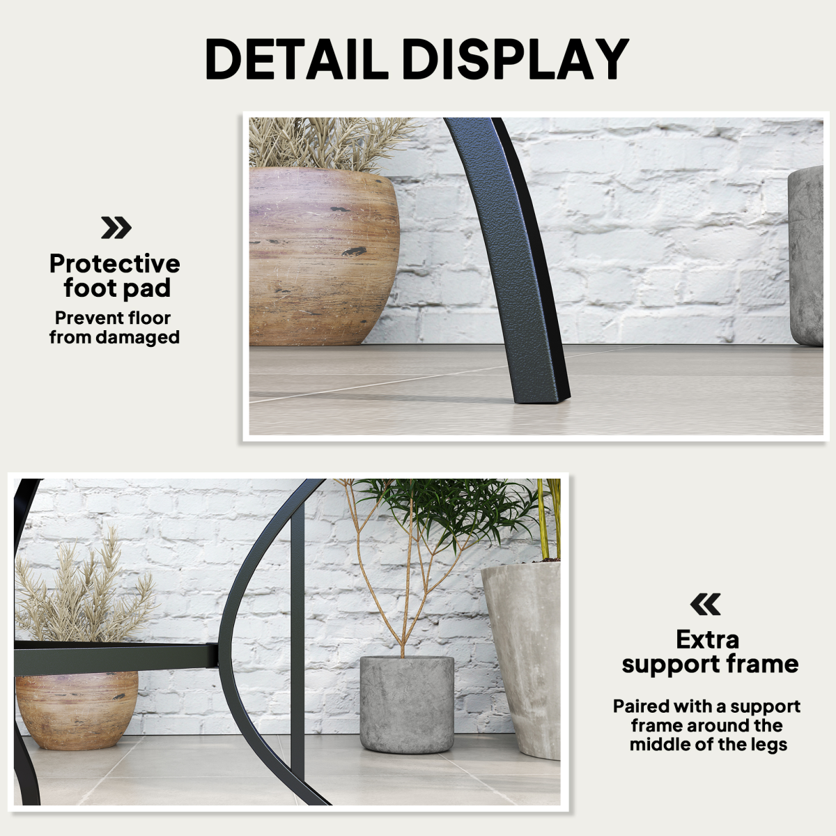 Garden Table with Parasol Hole for Four, Slatted Metal Plate Top