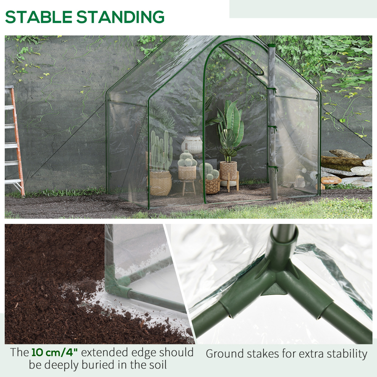 Portable Walk-in PVC Greenhouse w/ Zipped Door for Flowers Plant
