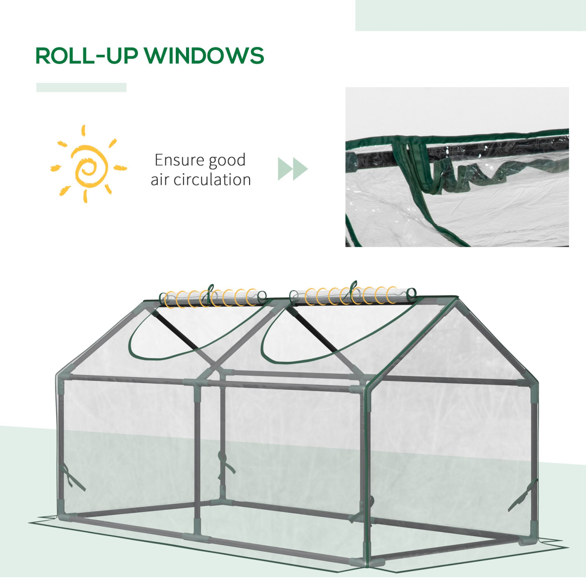 Greenhouse Plants Foil Tomato Vegetable House W/ 2 Windows Clear