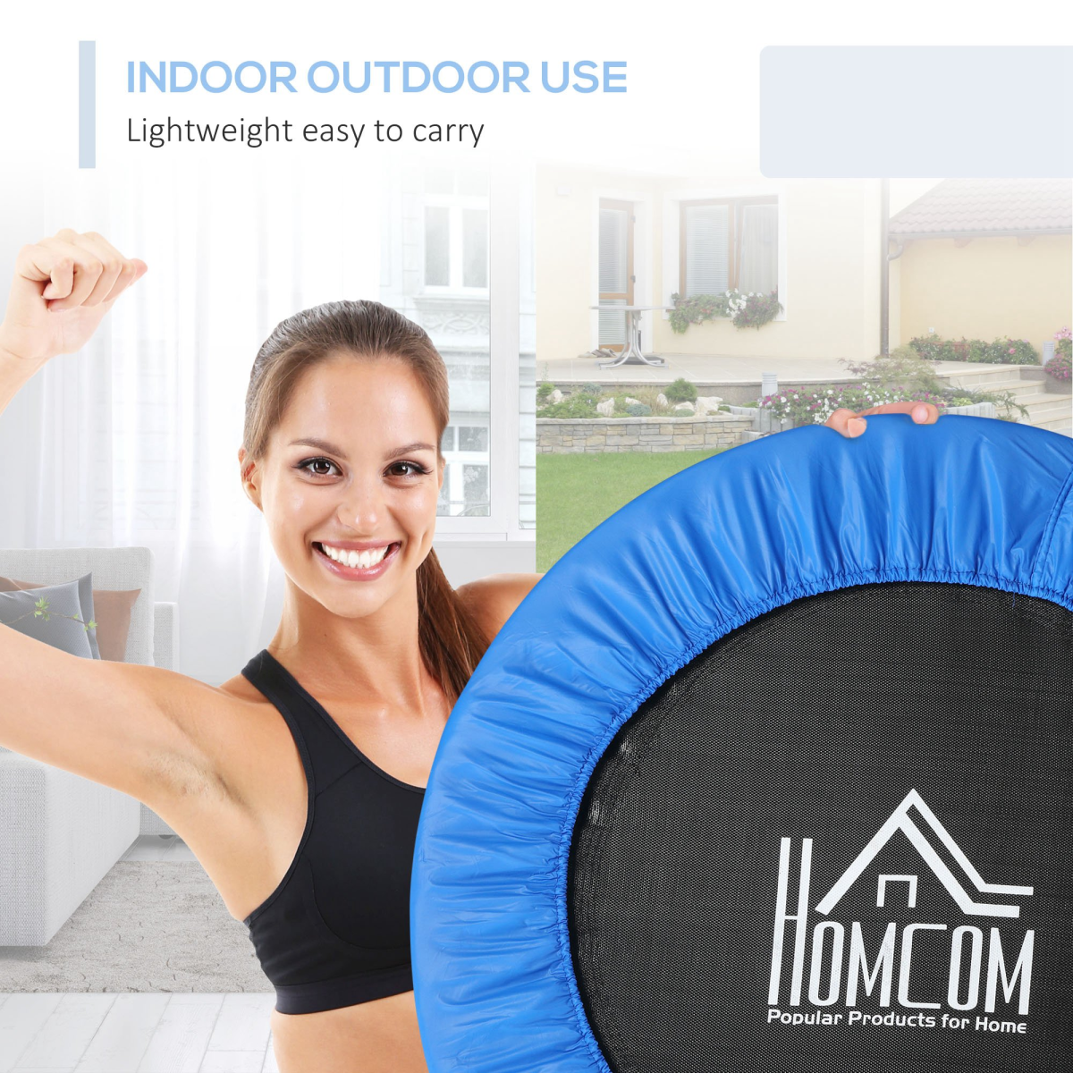 Foldable Mini Fitness Trampoline Exercise Rebounder Jumper, Blue