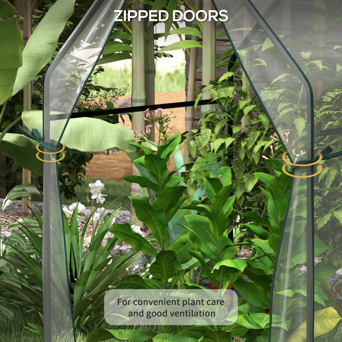 Tomato Greenhouse with 2 Zipped Doors, Outdoor Green House, Clear