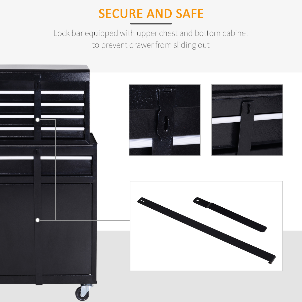 Steel 4-Drawer Duo-Door Rolling Tool Cabinet Tool Chest On Wheels Black