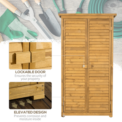 3 x 1.5ft Wooden Garden Storage Shed Tool Cabinet with 3 Tier Shelves