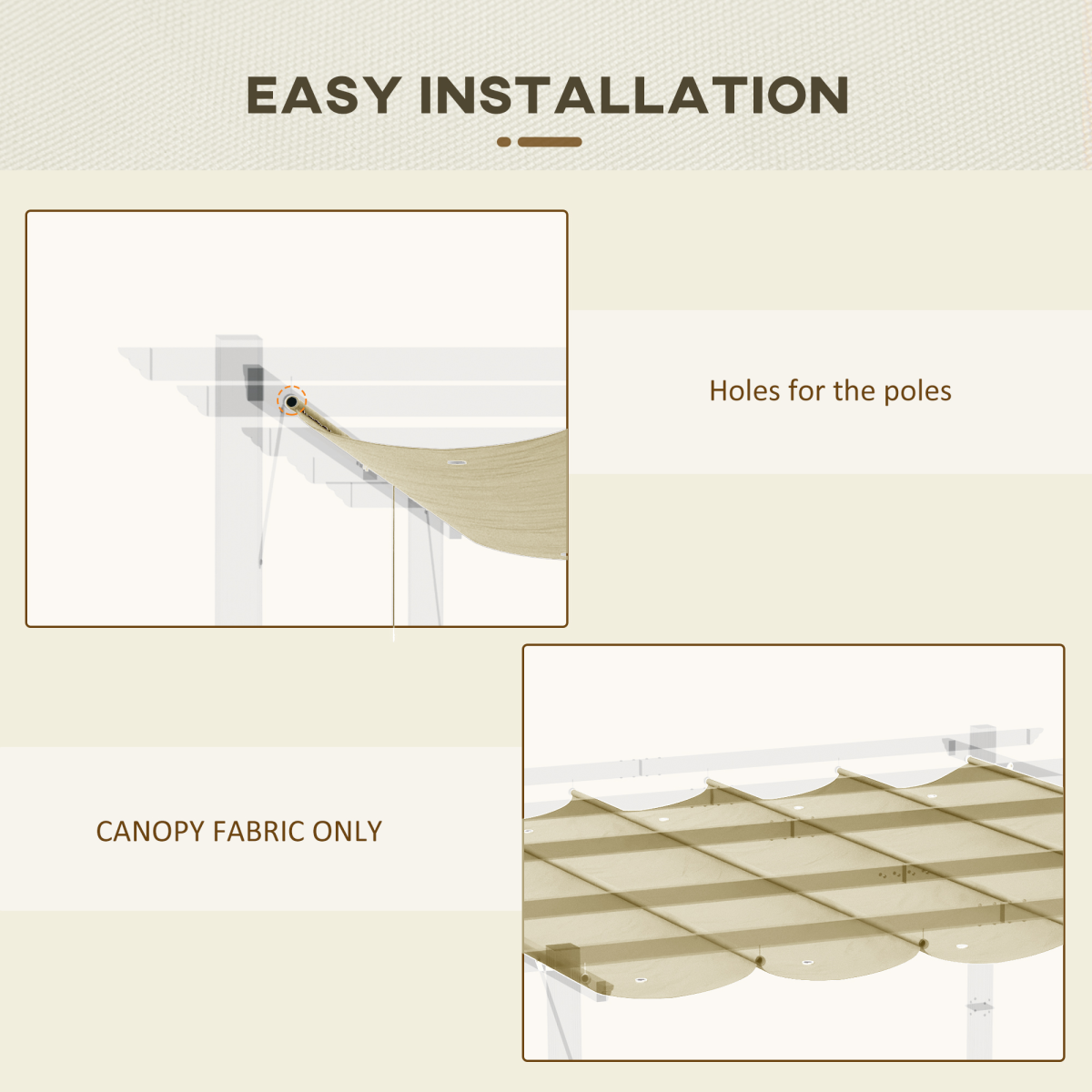 Pergola Shade Cover Replacement Canopy for 3 x 3(m) Pergola, Beige