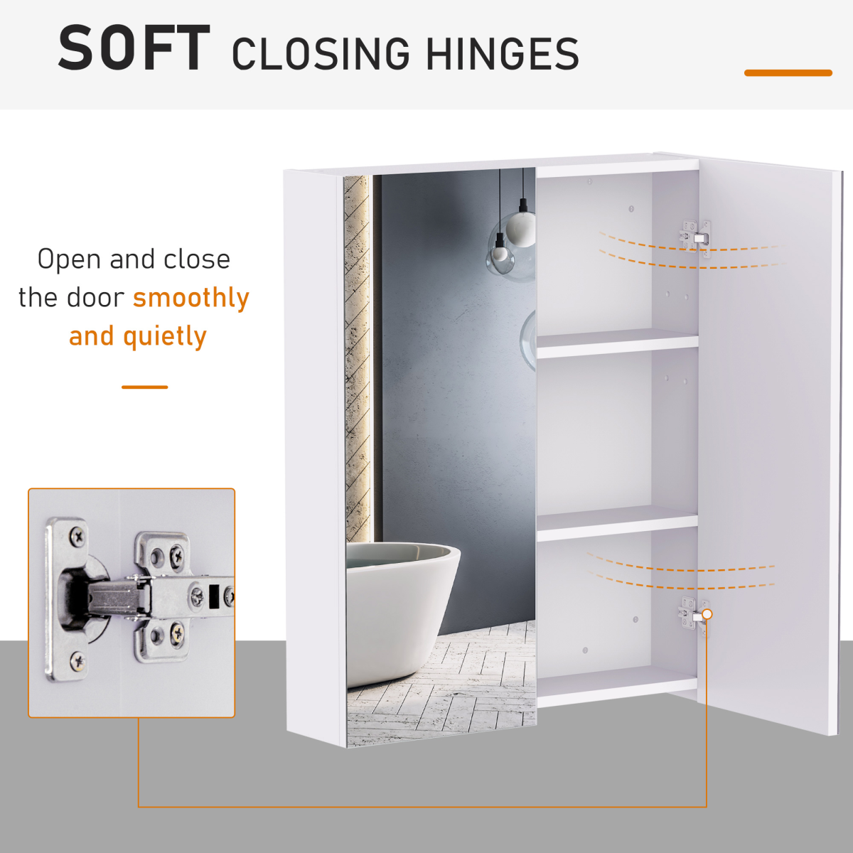Mirror Cabinet Wall Mount Storage Organizer Door Adjustable 60x75cm