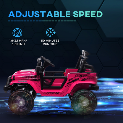 Kids Ride On Car, 12V Electric Truck w/ Suspension - Pink