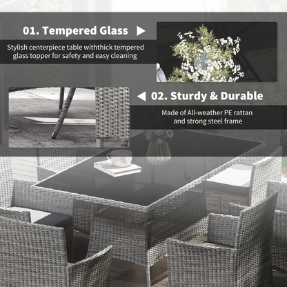 Rattan Dining Set for 6