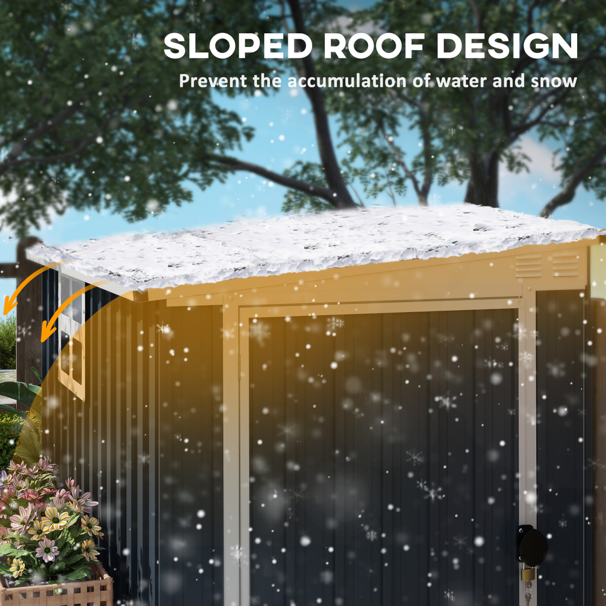 4 x 6ft Outdoor Garden Storage Shed with Window, Dark Grey
