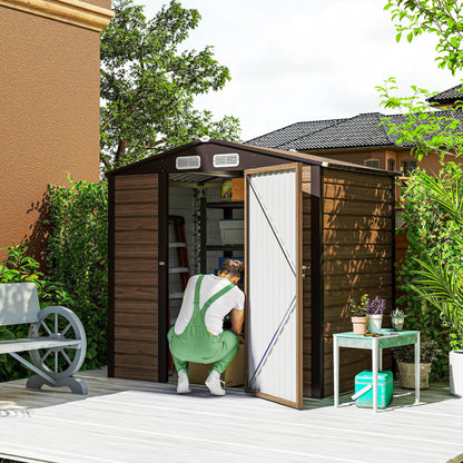 6.2 x 4.3ft Metal Garden Shed Oak