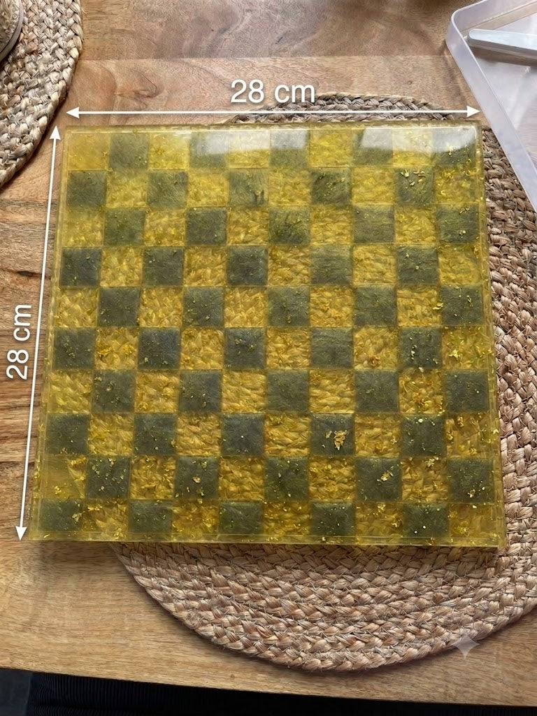 Chess Set Decorative Gift KuKo Handmade Gold Black Epoxy Resin Board AYard