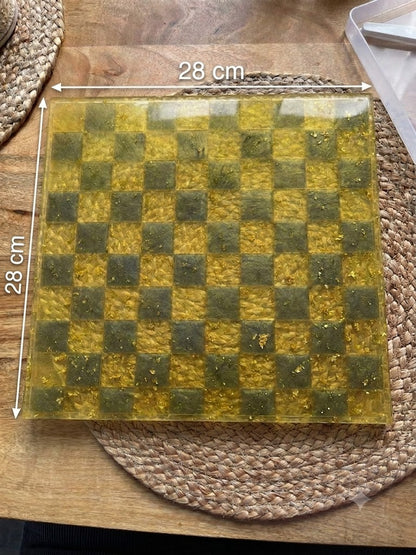 Handmade Gold & Black Resin Chess Board Set