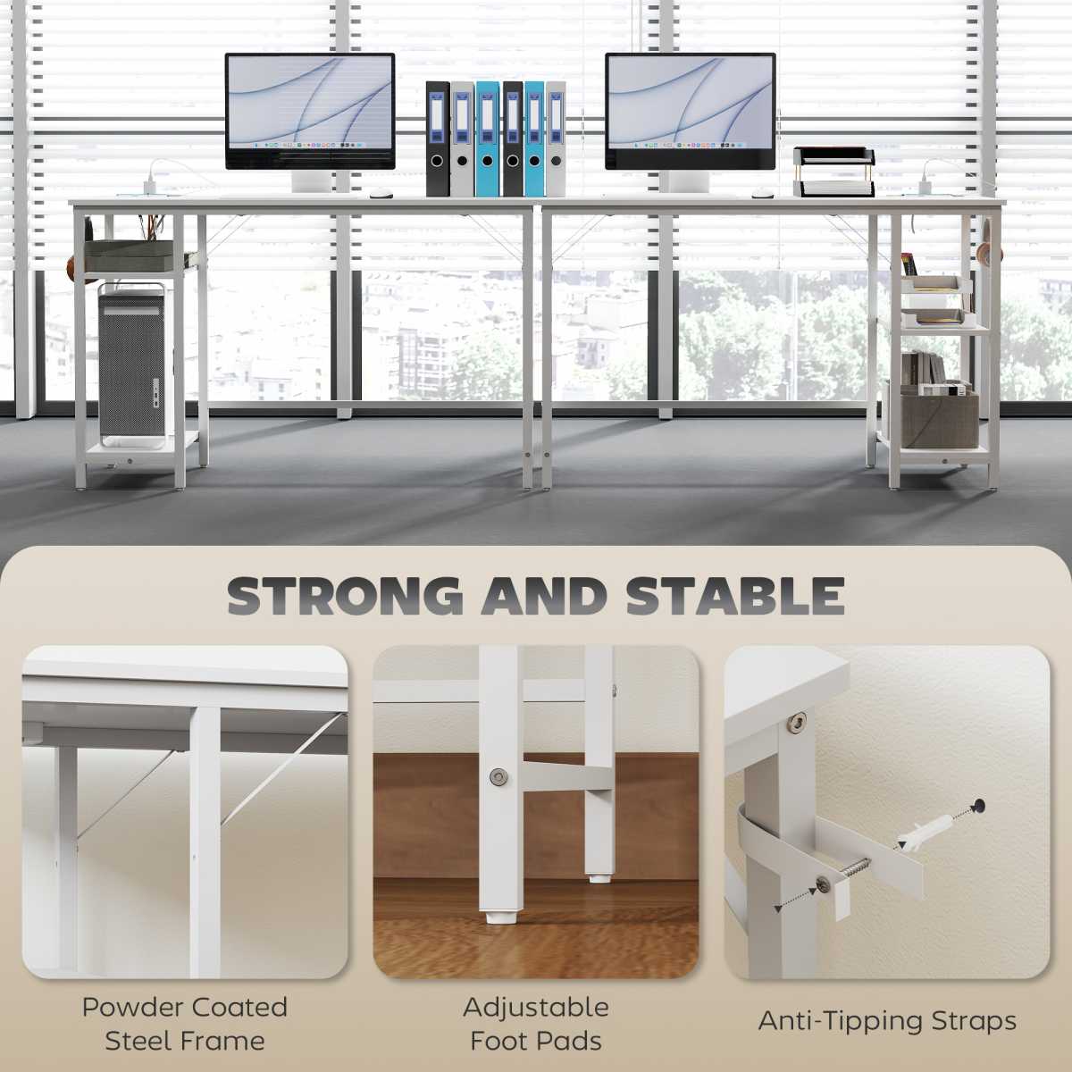 Home Office Desk Reversible Study Table for Bedroom White 120 x 60 cm
