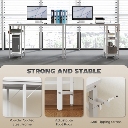 Home Office Desk Reversible Study Table for Bedroom White 120 x 60 cm