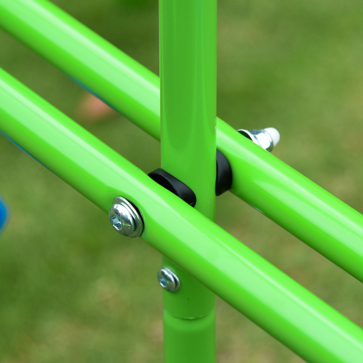 Metal 2 Swings & Seesaw Set Height Adjustable Outdoor Play Set, Green
