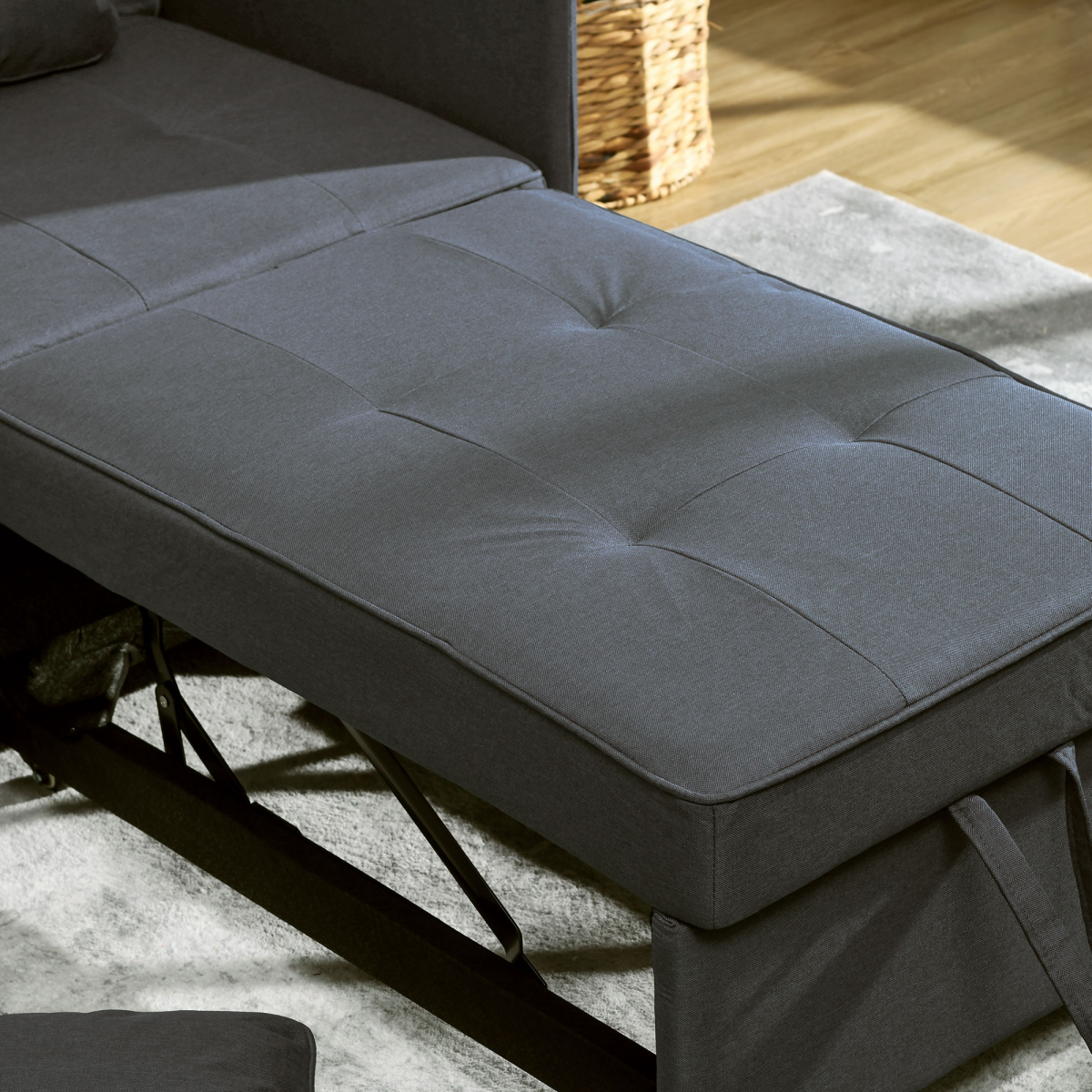 Folding Sleeper Sofa Bed Chair with Pillows, Pocket, Grey