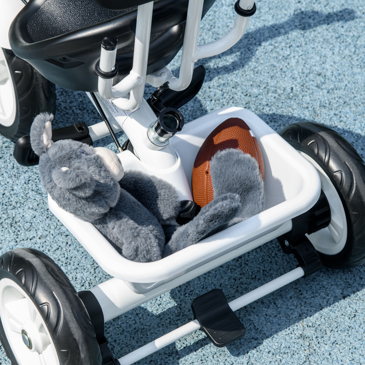 6 in 1 Kids Tricycle w/ Removable Handle for 1.5 year, White