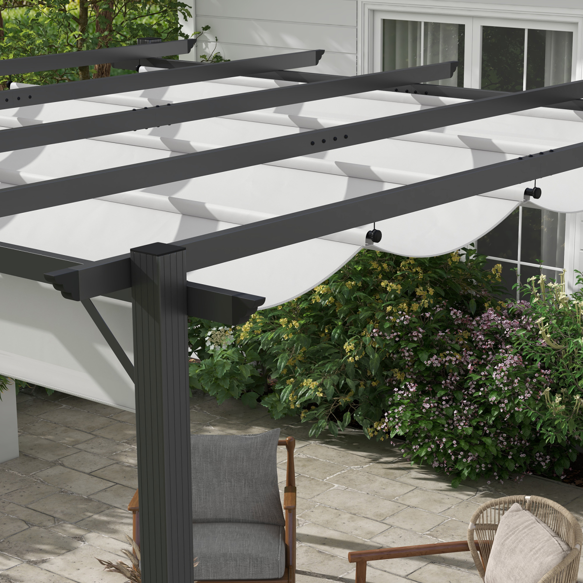 3x3(m) Pergola Gazebo Sun Shade Shelter Aluminium Garden Canopy, Grey