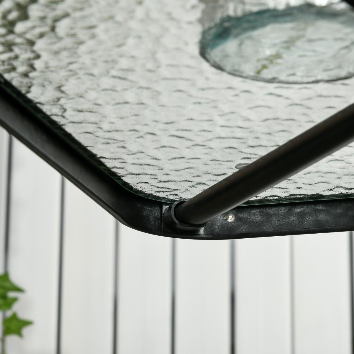 Square Patio Table, Tempered Glass Top Garden Dining Table 76 x 76cm