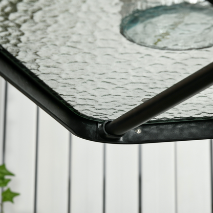 Square Patio Table, Tempered Glass Top Garden Dining Table 76 x 76cm