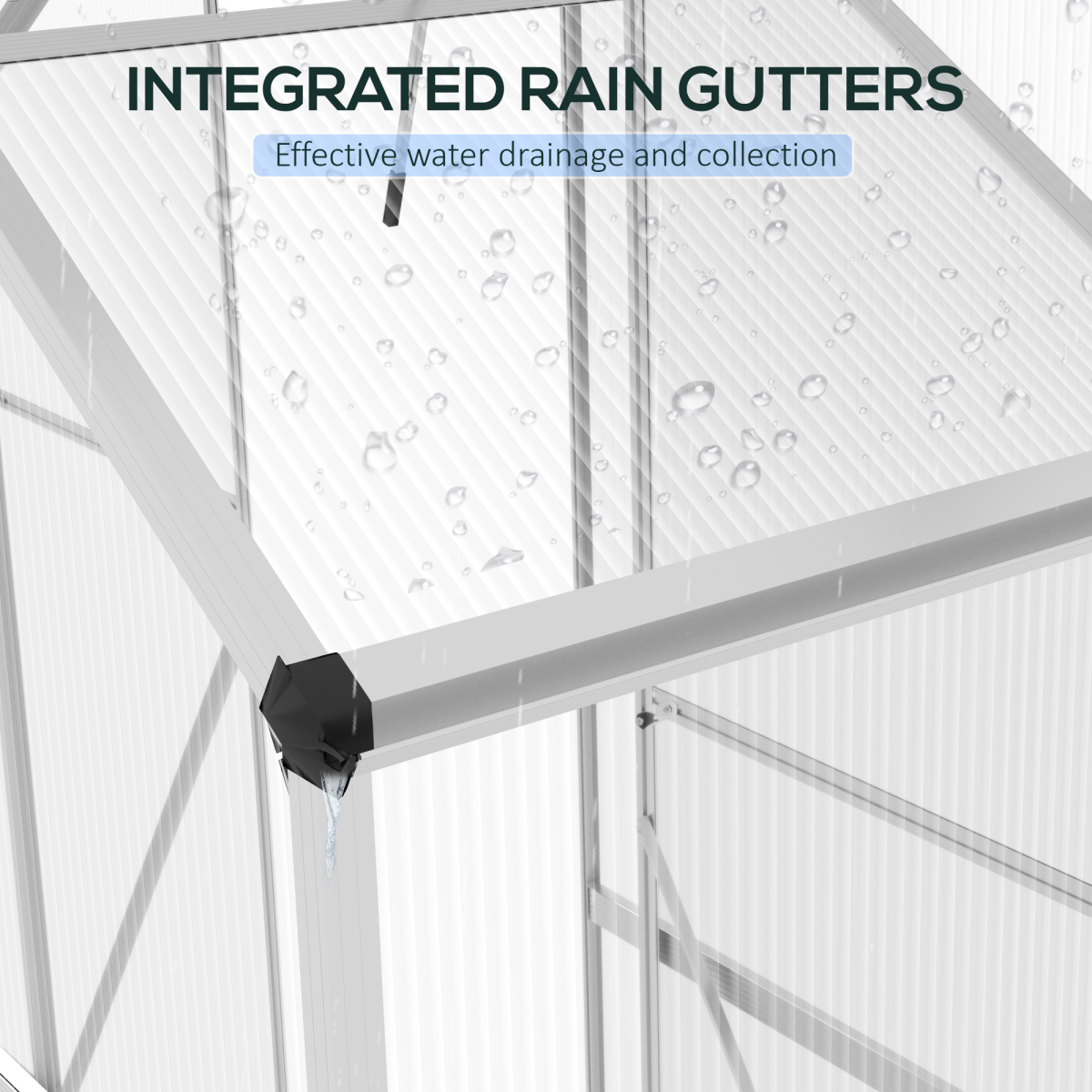 Polycarbonate Greenhouse Aluminium Green House, Silver 6 x 2.5ft