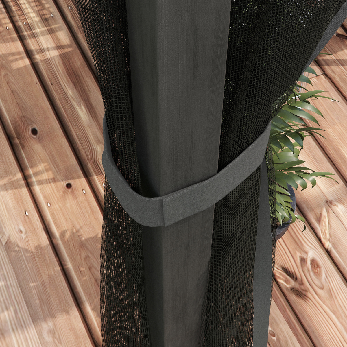 3 x 4m Pergola with Retractable Roof and Netting, Dark Grey