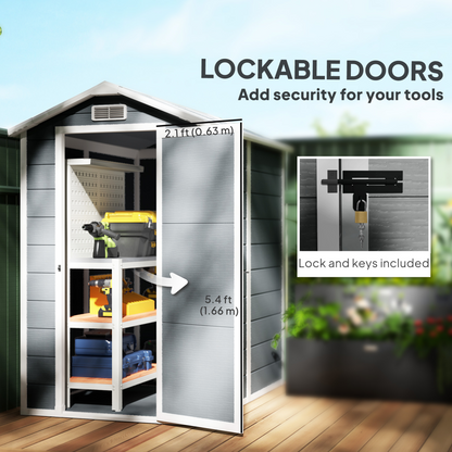 6 x 4ft Plastic Garden Storage Shed Grey