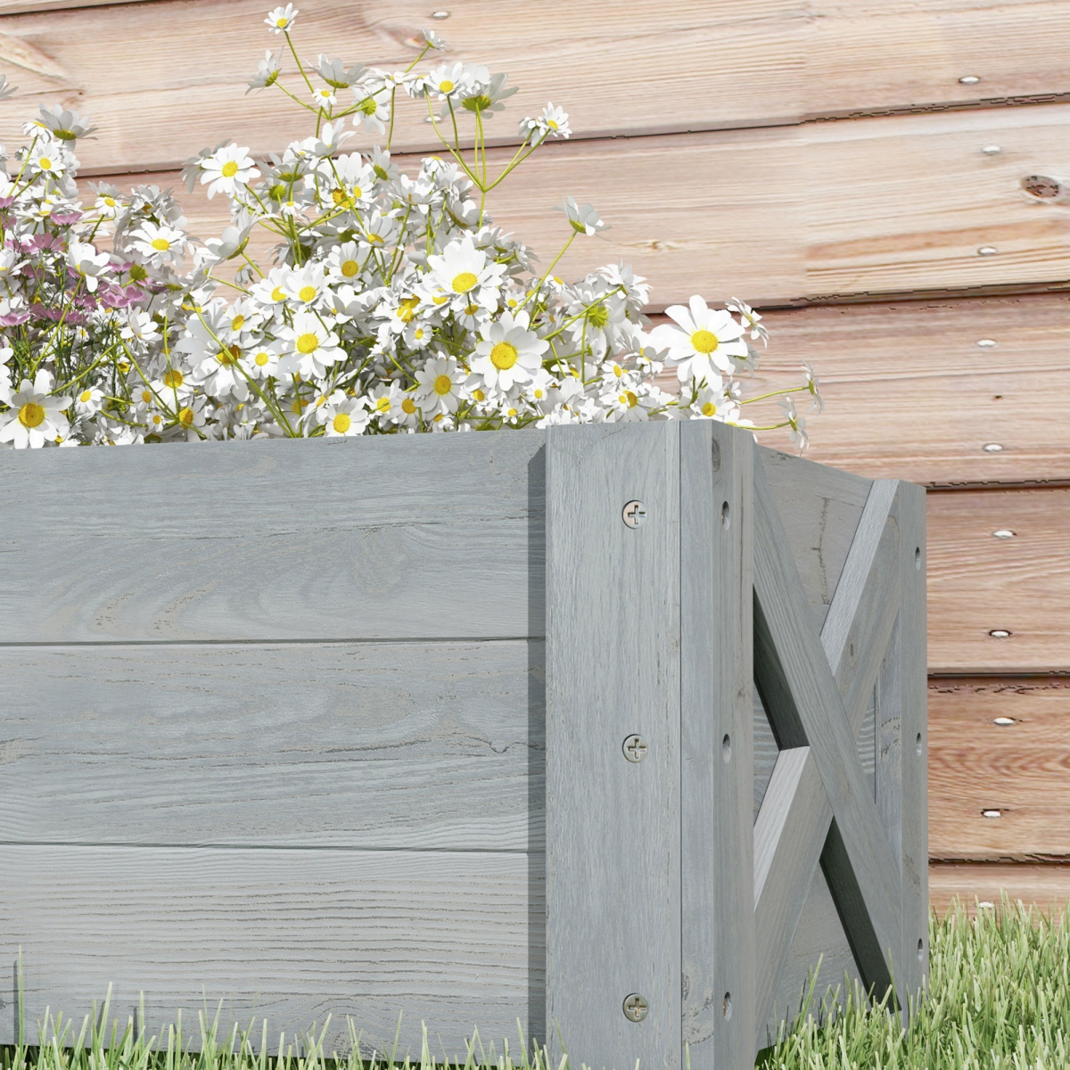 Outsunny Wooden Garden Raised Bed Planter Grow Containers Pot, 100x36.5x36cm