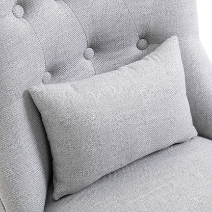 Fabric Single Sofa Dining Chair Upholstered W/ Pillow Solid Wood Leg Living Room